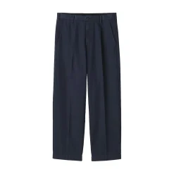 Muji Pantalones chinos indigo anchos con pliegues delanteros para hombre Azul marino oscuro