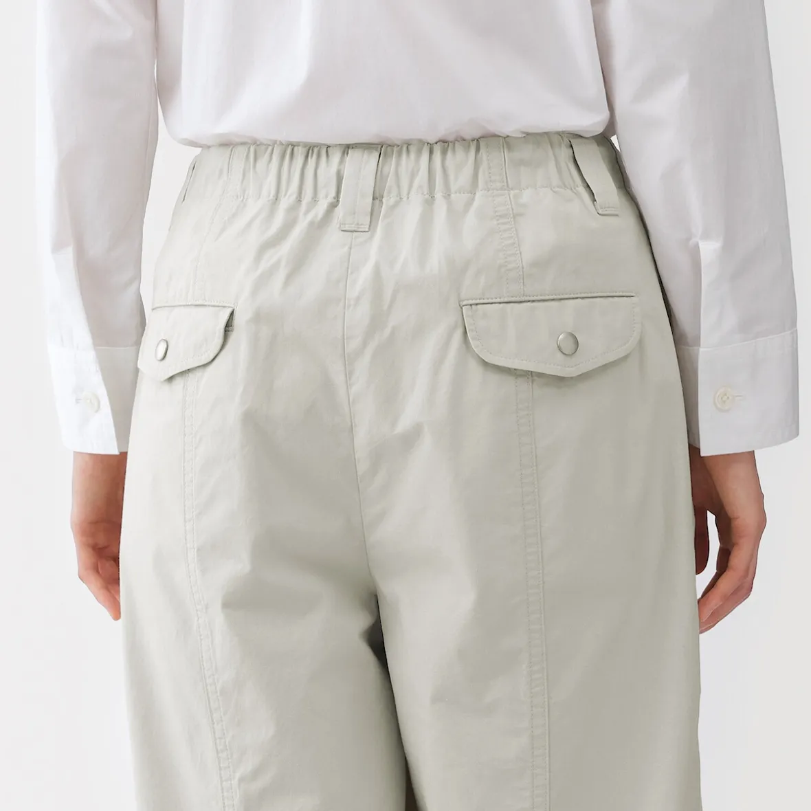 New Muji Pantalones con cordón de algodón ligero para mujer