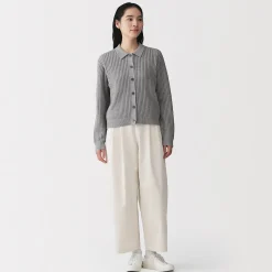 Clearance Muji Pantalones con corte tapered en sarga de algodón para mujer
