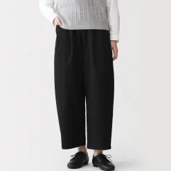 Clearance Muji Pantalones con corte tapered en sarga de algodón para mujer