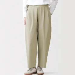 Clearance Muji Pantalones con corte tapered en sarga de algodón para mujer