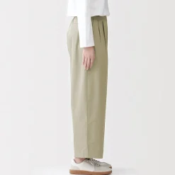 Clearance Muji Pantalones con corte tapered en sarga de algodón para mujer