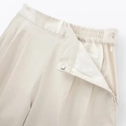 Clearance Muji Pantalones con corte tapered en sarga de algodón para mujer