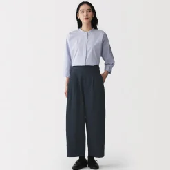 Clearance Muji Pantalones con corte tapered en sarga de algodón para mujer