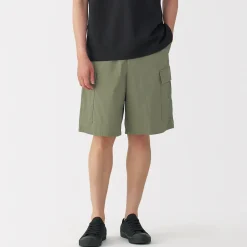 Best Muji Pantalones cortos cargo de mezcla de algodón lavado para hombre