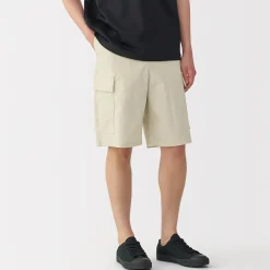 Best Muji Pantalones cortos cargo de mezcla de algodón lavado para hombre