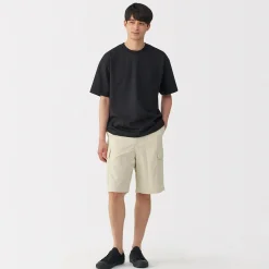 Best Muji Pantalones cortos cargo de mezcla de algodón lavado para hombre