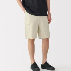 Best Muji Pantalones cortos cargo de mezcla de algodón lavado para hombre