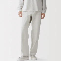 Sale Muji Pantalones de algodón reciclado con doble rodillera para hombre Blanco Roto