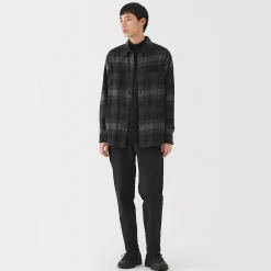 Outlet Muji Pantalones de pierna ajustada con forro polar cortaviento para hombre