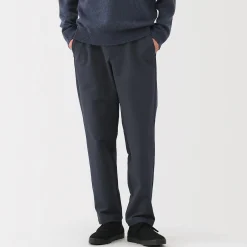 Outlet Muji Pantalones de pierna ajustada con forro polar cortaviento para hombre