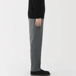 Outlet Muji Pantalones de pierna ajustada con forro polar cortaviento para hombre
