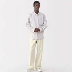 Muji Pantalones de sarga, tejido washi y ancho de pierna para hombre
