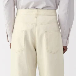 Muji Pantalones de sarga, tejido washi y ancho de pierna para hombre