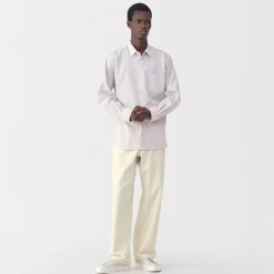 Muji Pantalones de sarga, tejido washi y ancho de pierna para hombre