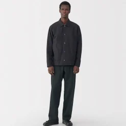 Muji Pantalones de sarga, tejido washi y ancho de pierna para hombre