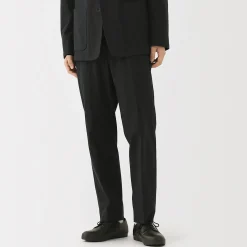 Outlet Muji Pantalones plisados elásticos y cepillados para hombre