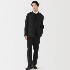 Outlet Muji Pantalones plisados elásticos y cepillados para hombre