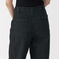 Clearance Muji Pantalones vaqueros de tejido washi para mujer Gris Oscuro