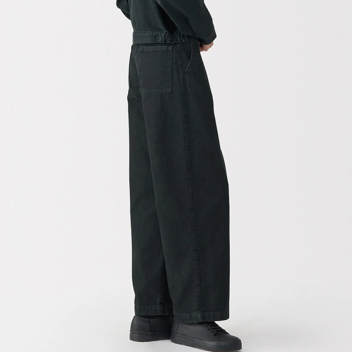 Clearance Muji Pantalones vaqueros de tejido washi para mujer Gris Oscuro
