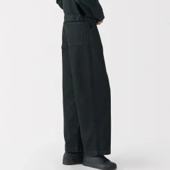 Clearance Muji Pantalones vaqueros de tejido washi para mujer Gris Oscuro