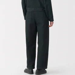 Clearance Muji Pantalones vaqueros de tejido washi para mujer Gris Oscuro
