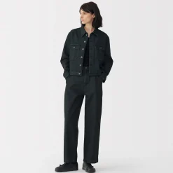 Clearance Muji Pantalones vaqueros de tejido washi para mujer Gris Oscuro