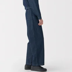 Outlet Muji Pantalones vaqueros de tejido washi para mujer ‐ Azul Marino Oscuro
