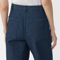 Outlet Muji Pantalones vaqueros de tejido washi para mujer ‐ Azul Marino Oscuro