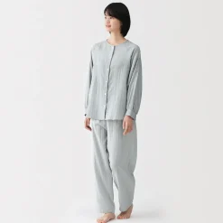 Clearance Muji Pijama de doble gasa con puntos dobby para mujer