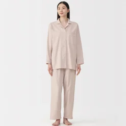 Sale Muji Pijama de franela sin costuras laterales para mujer
