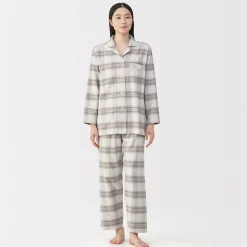 Sale Muji Pijama de franela sin costuras laterales para mujer