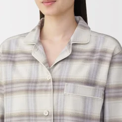 Sale Muji Pijama de franela sin costuras laterales para mujer