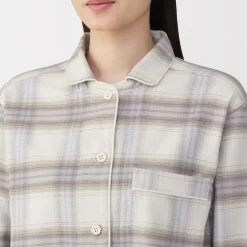 Sale Muji Pijama de franela sin costuras laterales para mujer