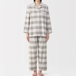 Sale Muji Pijama de franela sin costuras laterales para mujer