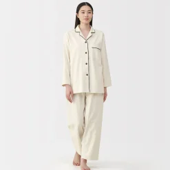 Sale Muji Pijama de franela sin costuras laterales para mujer