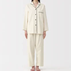 Sale Muji Pijama de franela sin costuras laterales para mujer