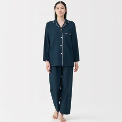 Sale Muji Pijama de franela sin costuras laterales para mujer