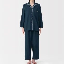 Sale Muji Pijama de franela sin costuras laterales para mujer