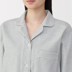 Sale Muji Pijama de franela sin costuras laterales para mujer