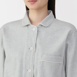 Sale Muji Pijama de franela sin costuras laterales para mujer