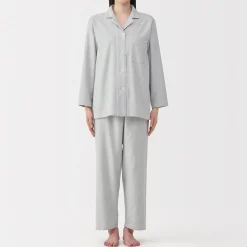Sale Muji Pijama de franela sin costuras laterales para mujer