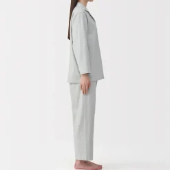 Sale Muji Pijama de franela sin costuras laterales para mujer