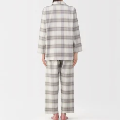 Sale Muji Pijama de franela sin costuras laterales para mujer
