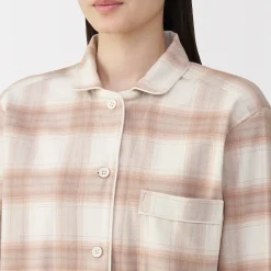 Sale Muji Pijama de franela sin costuras laterales para mujer