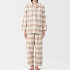 Sale Muji Pijama de franela sin costuras laterales para mujer