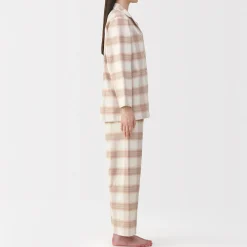 Sale Muji Pijama de franela sin costuras laterales para mujer