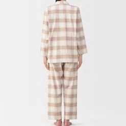 Sale Muji Pijama de franela sin costuras laterales para mujer