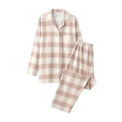 Sale Muji Pijama de franela sin costuras laterales para mujer