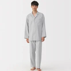 Outlet Muji Pijama de franela sin costuras laterales para hombre